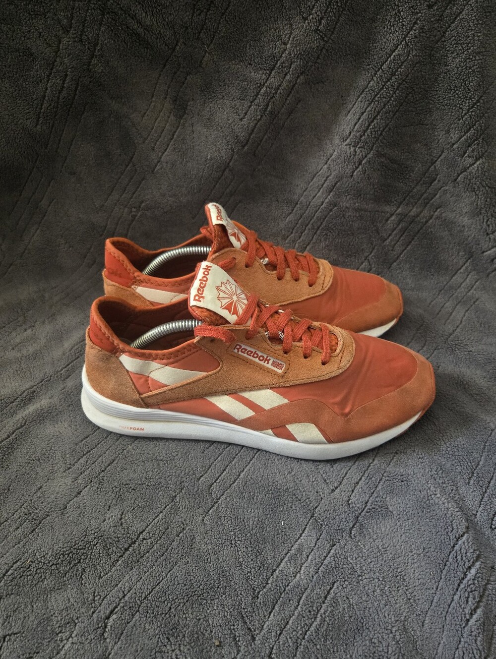 Reebok Classic Nylon Sunbaked Clay/Chalk Orange White Shoes Womens Sz 9 Sneakers